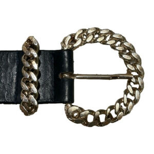 Beverley  Hamburg genuine leather brown belt with vintage silver buckle